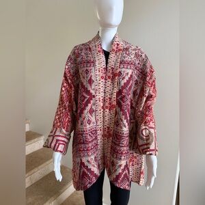 100% Silk Reversible Kantha Jacket, One Size